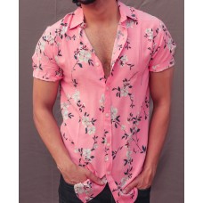 Pink floral men's shirt HF2202-01-02