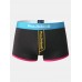 Mens Letter Print Contrast Colors Breathable Boxers Mid Waist Underwear