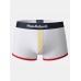 Mens Letter Print Contrast Colors Breathable Boxers Mid Waist Underwear