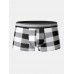 Mens Cotton Classical Plaid Print Home Breathable Mid Waist Boxers