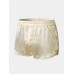 Mens Solid Color Soft Silk Breathable Loose Lightweight Home Elastic Mid Waist Boxers