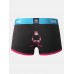 Mens Letter Print Contrast Colors Breathable Boxers Mid Waist Underwear