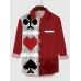 Plaid Series Vintage Red & Plaid Poker Pattern Stitching Men's Long Sleeve Shirt