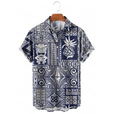 Men's Hawaiian Style Tribal Logo Element Short Sleeve Shirt